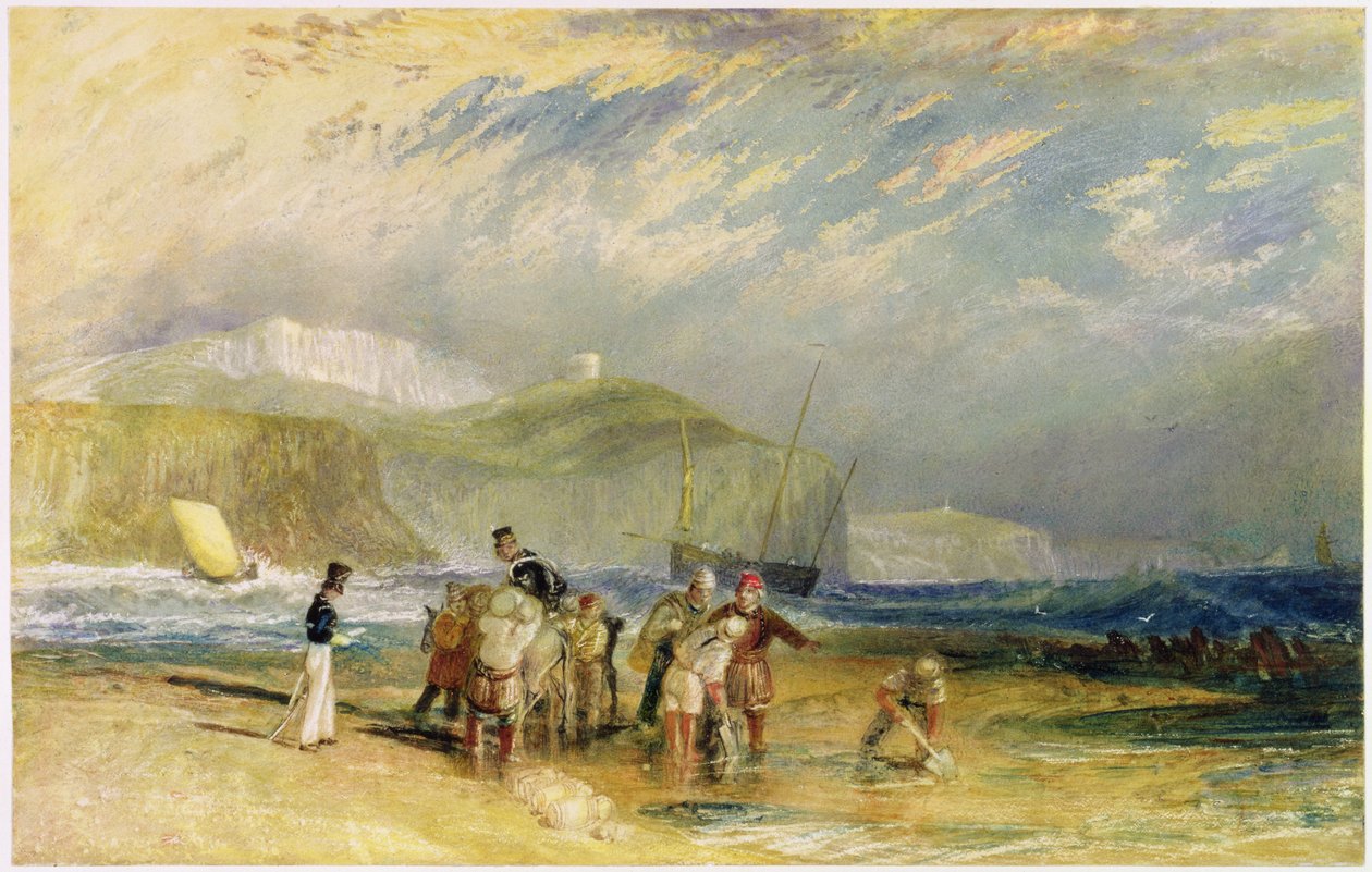 Folkestones hamn och kust till Devon, ca 1830 (wc och gouache på papper) av Joseph Mallord William Turner