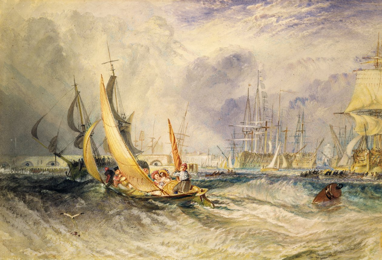 Gosport: ingången till Portsmouth Harbour (wc på papper) av Joseph Mallord William Turner