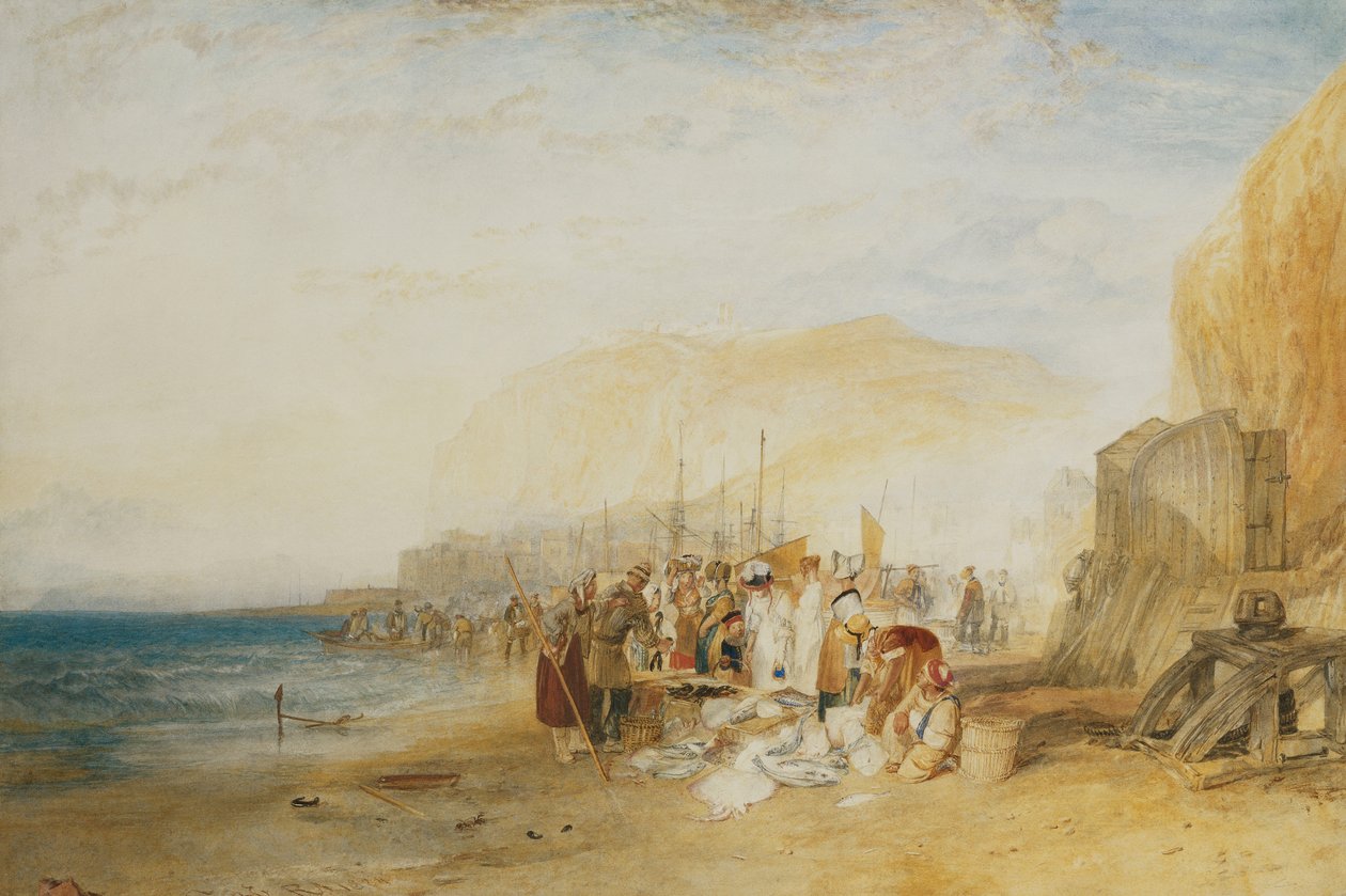 Hastings: Fish Market on the Sands, tidig morgon, 1822 av Joseph Mallord William Turner