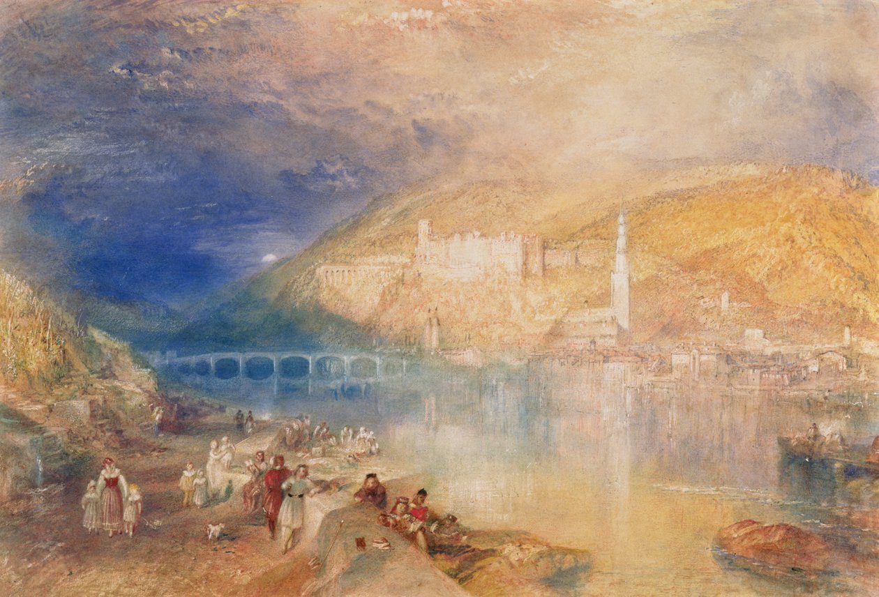 Heidelberg: Solnedgång, ca 1840-1842 (akvarell och karamellfärg på papper) av Joseph Mallord William Turner