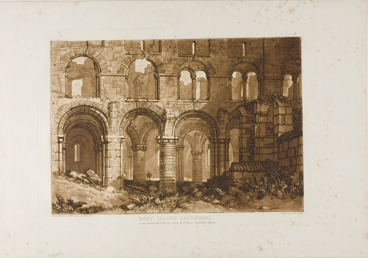 Holy Island Cathedral, skylt 11 från Liber Studiorum av Joseph Mallord William Turner
