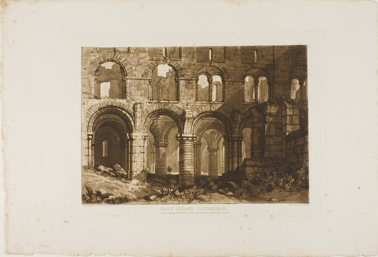 Holy Island Cathedral, skylt 11 från Liber Studiorum av Joseph Mallord William Turner