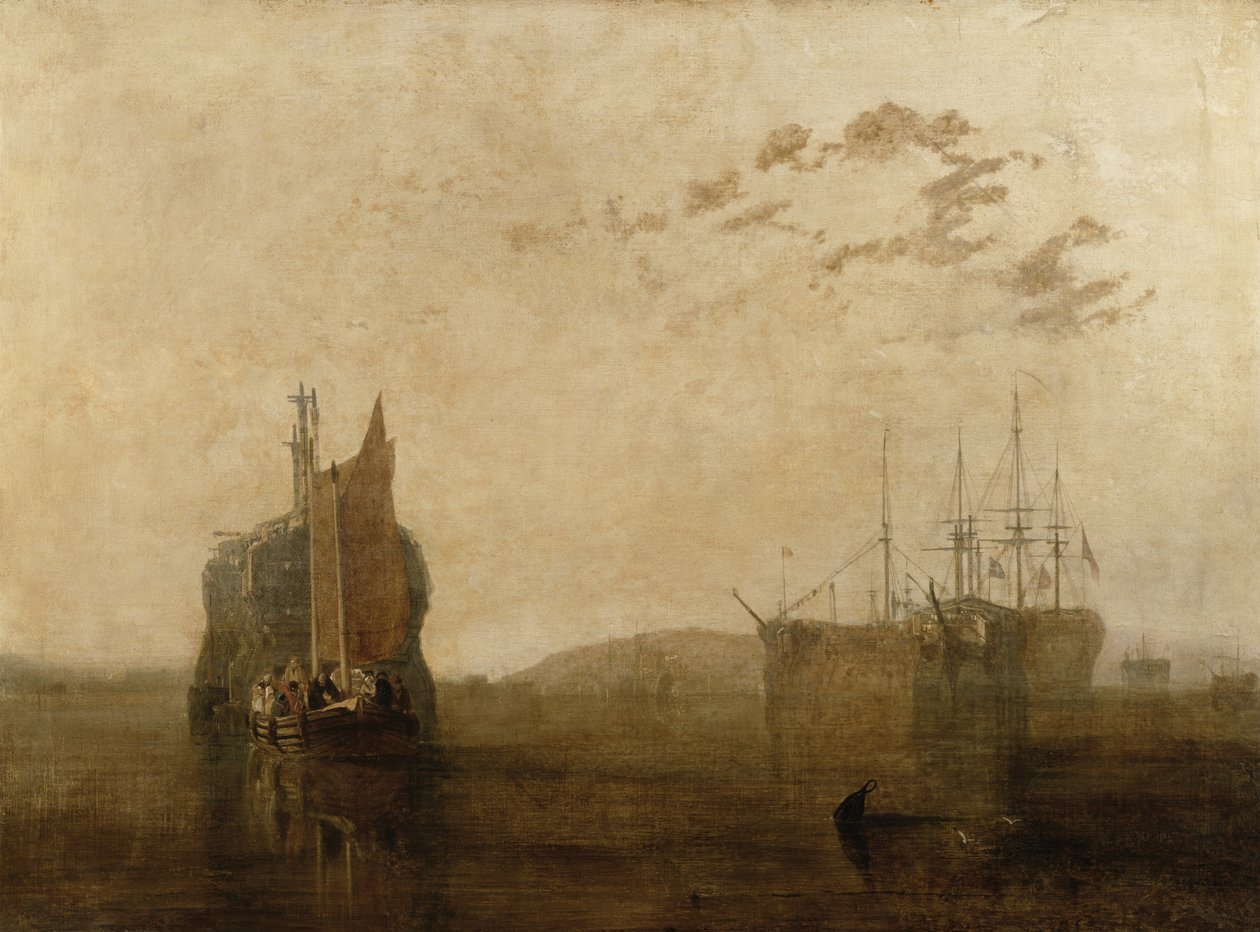 Hulkar på Tamar, c.1812 av Joseph Mallord William Turner