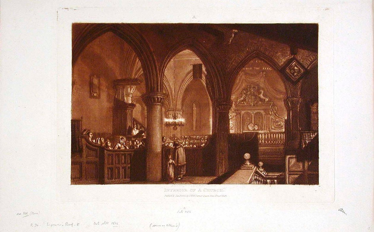 Interiör av en kyrka av Joseph Mallord William Turner