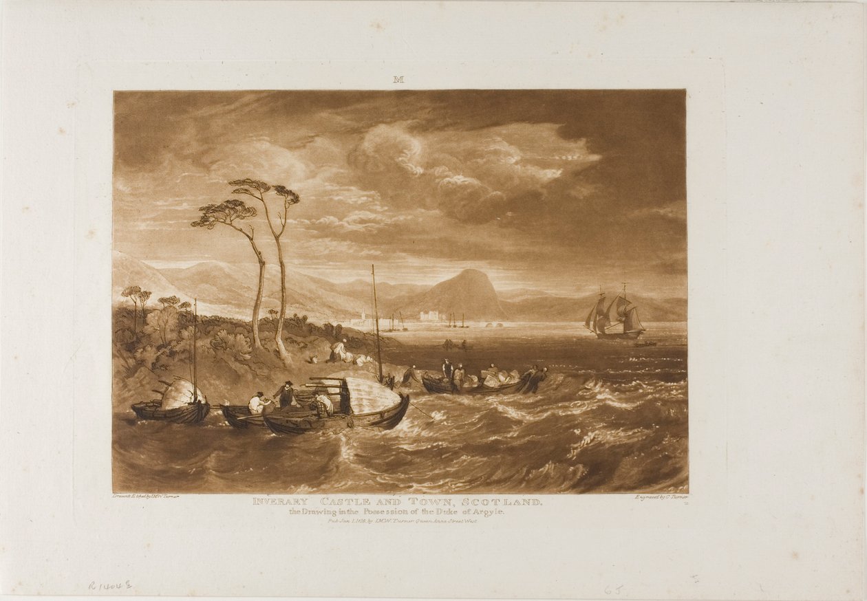 Inveraray Castle and Town, skylt 65 från Liber Studiorum av Joseph Mallord William Turner