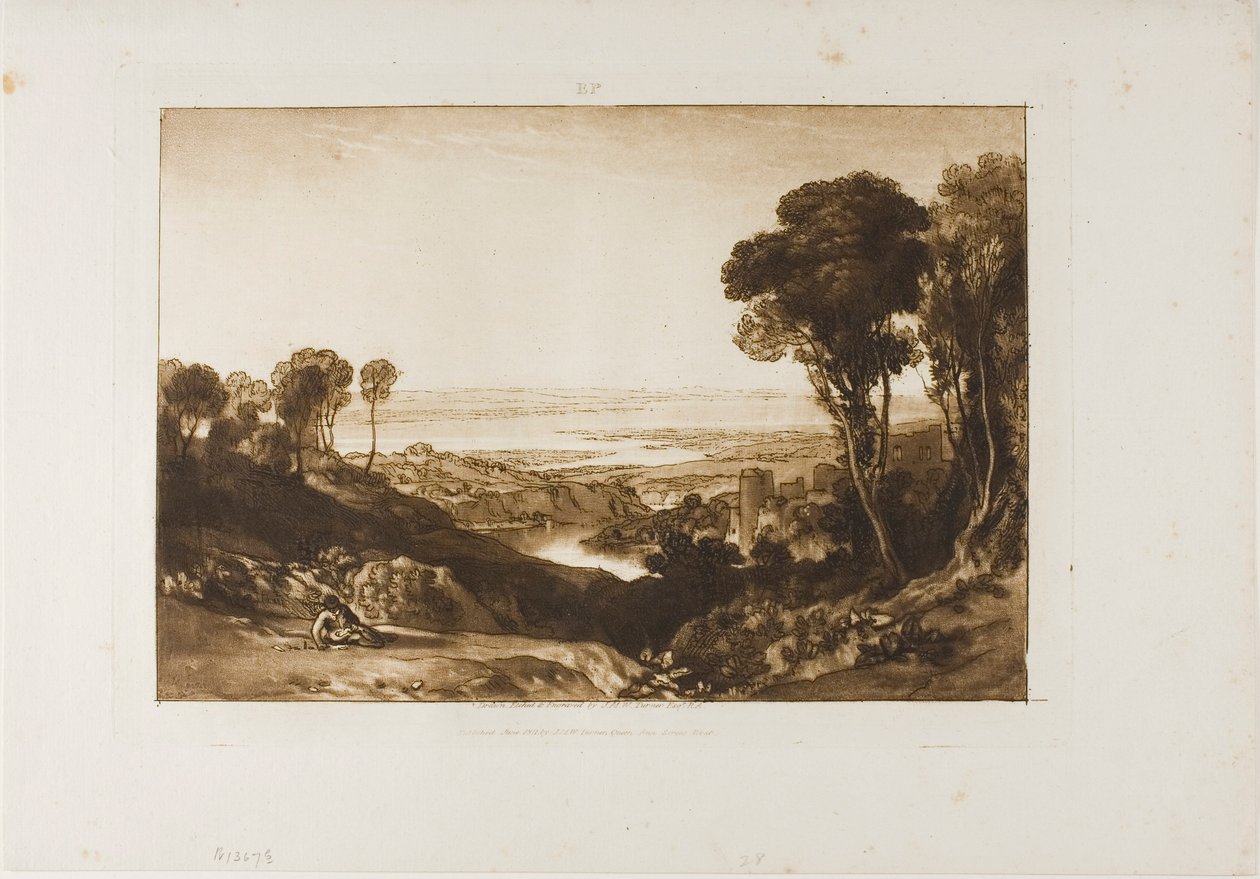 Junction of Severn and Wye, skylt 28 från Liber Studiorum av Joseph Mallord William Turner