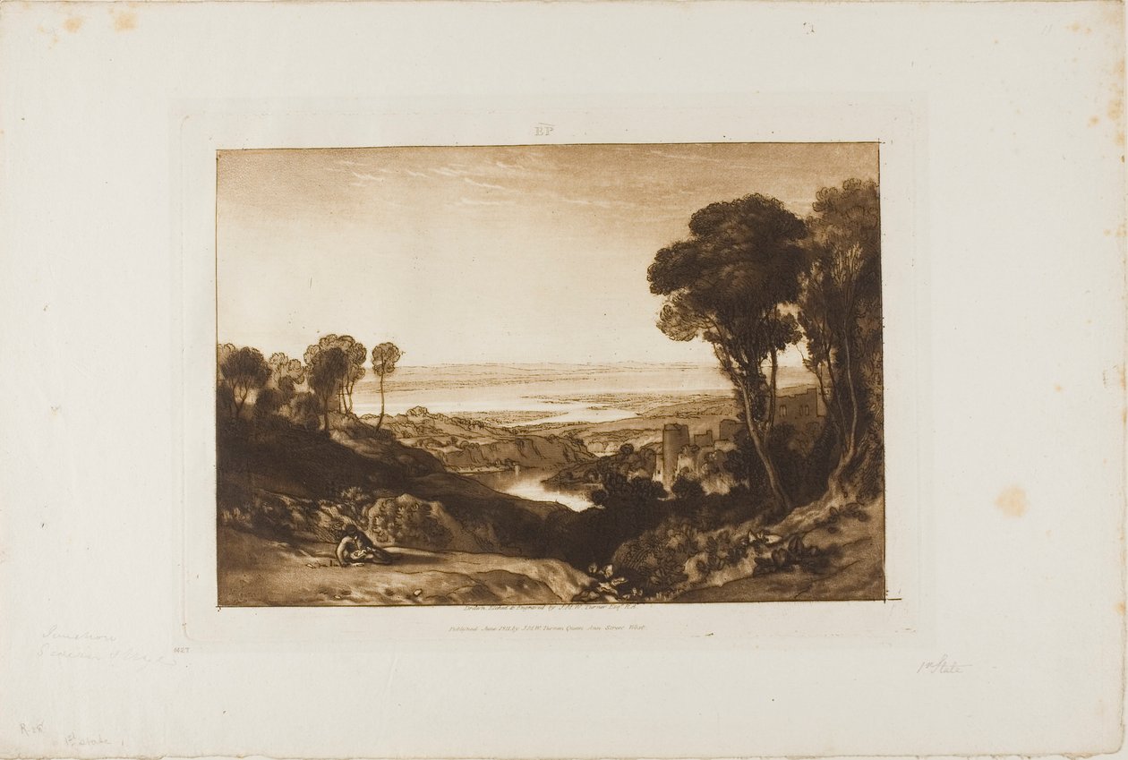 Junction of Severn and Wye, skylt 28 från Liber Studiorum av Joseph Mallord William Turner