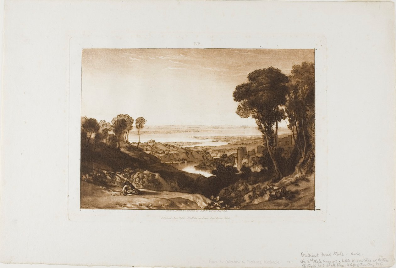 Junction of the Severn and Wye, skylt 28 från Liber Studiorum av Joseph Mallord William Turner