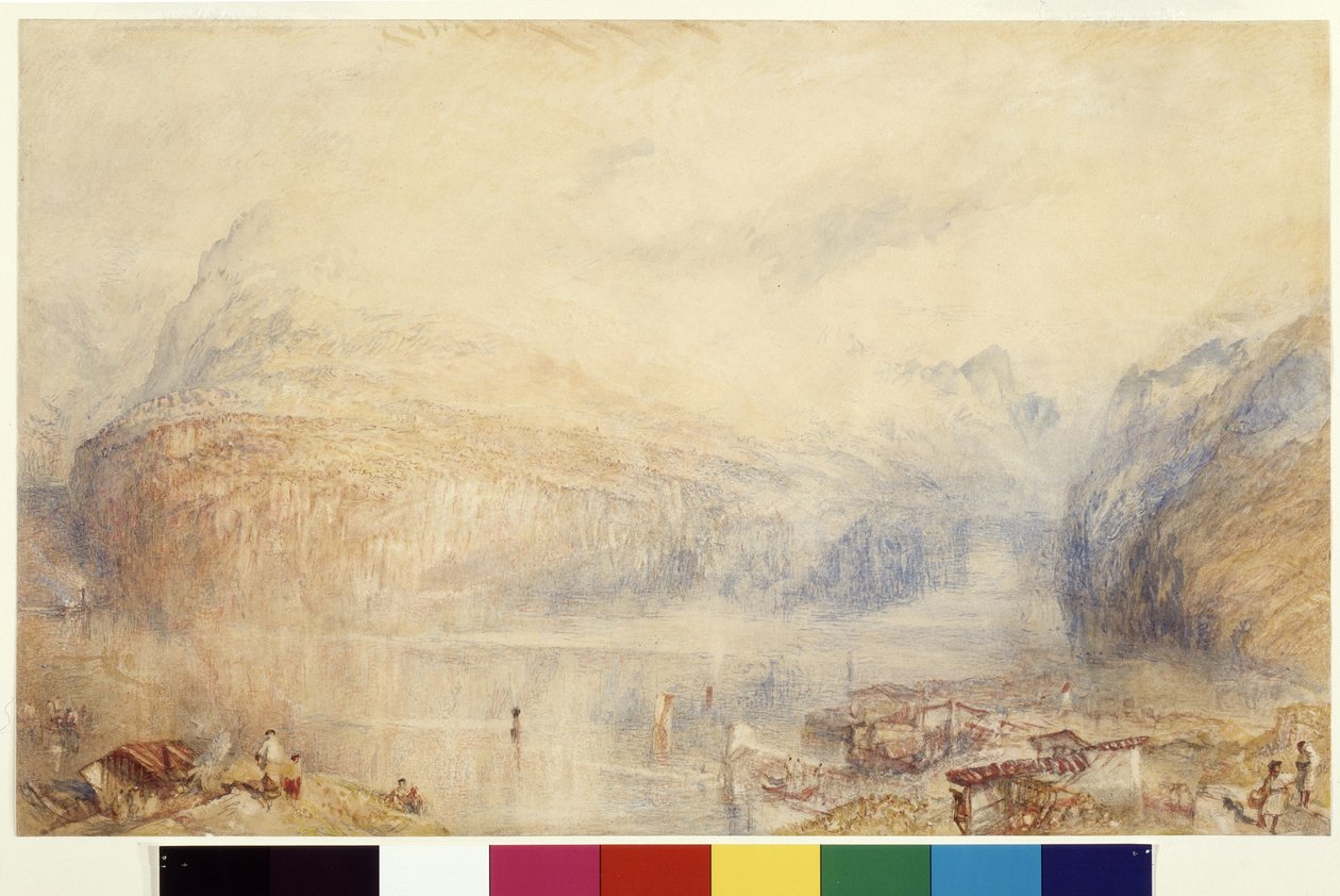 Luzernsjön från Brunnen (akvarell och gouache på vitt papper) av Joseph Mallord William Turner