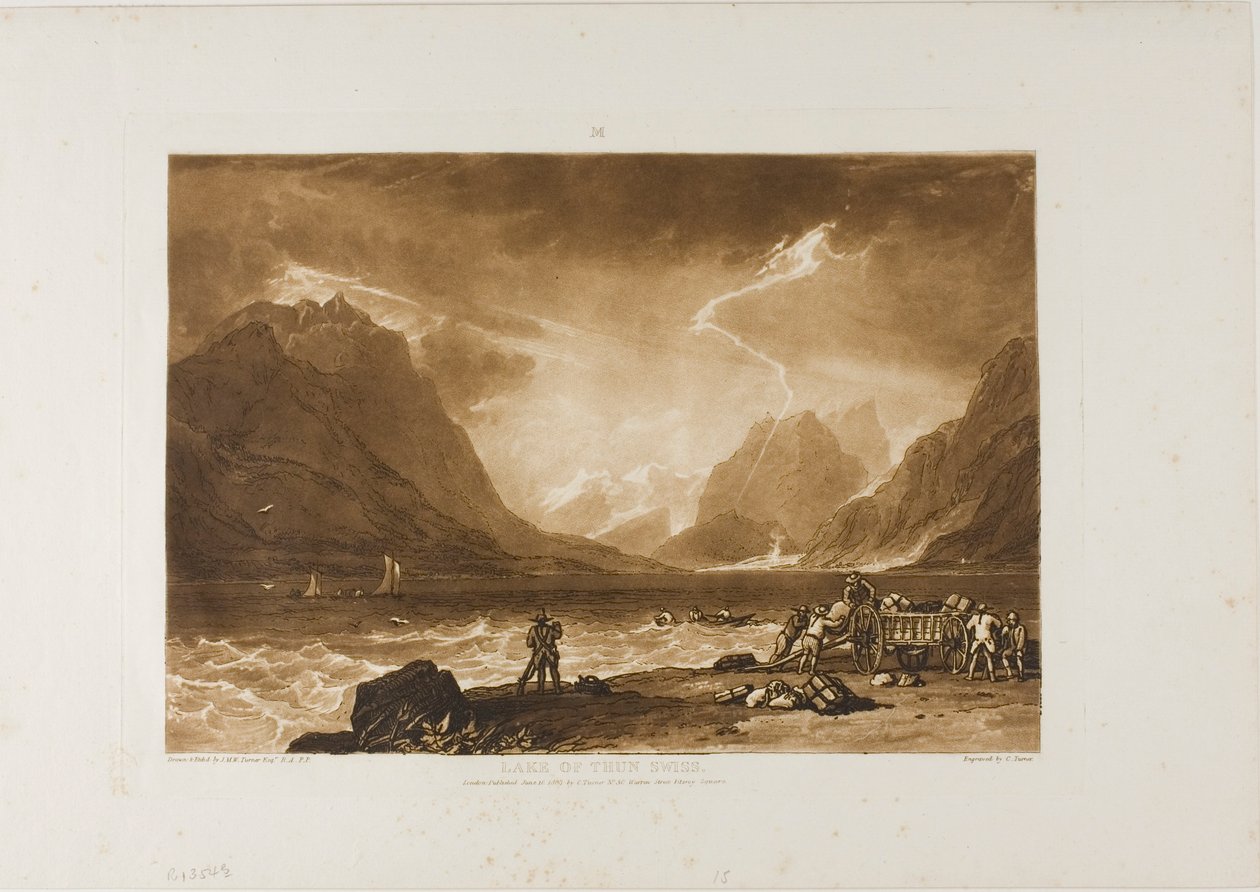 Lake of Thun, skylt 15 från Liber Studiorum av Joseph Mallord William Turner