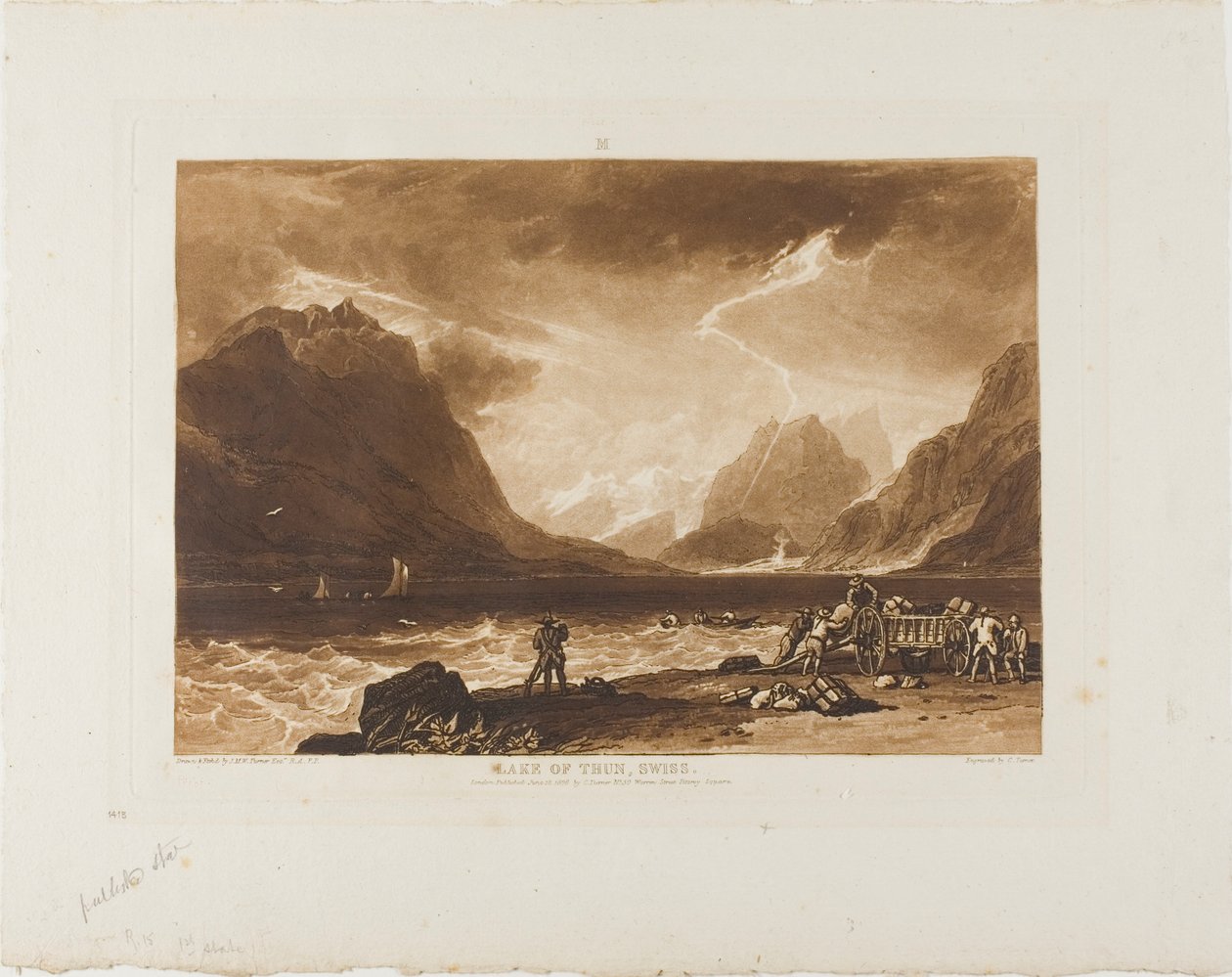Lake of Thun, skylt 15 från Liber Studiorum av Joseph Mallord William Turner