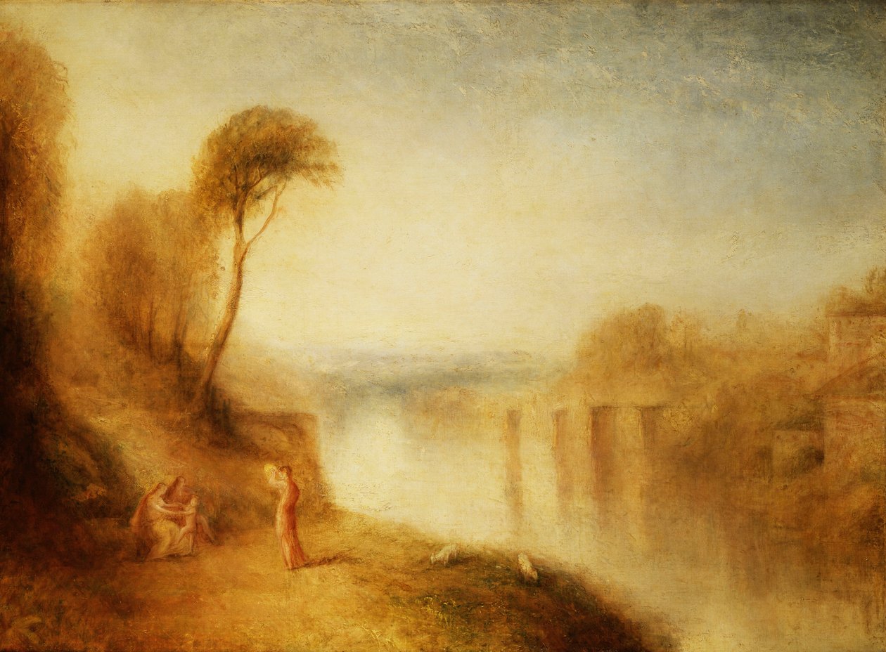 Landskap: Kvinna med tamborin, c.1840-50 av Joseph Mallord William Turner