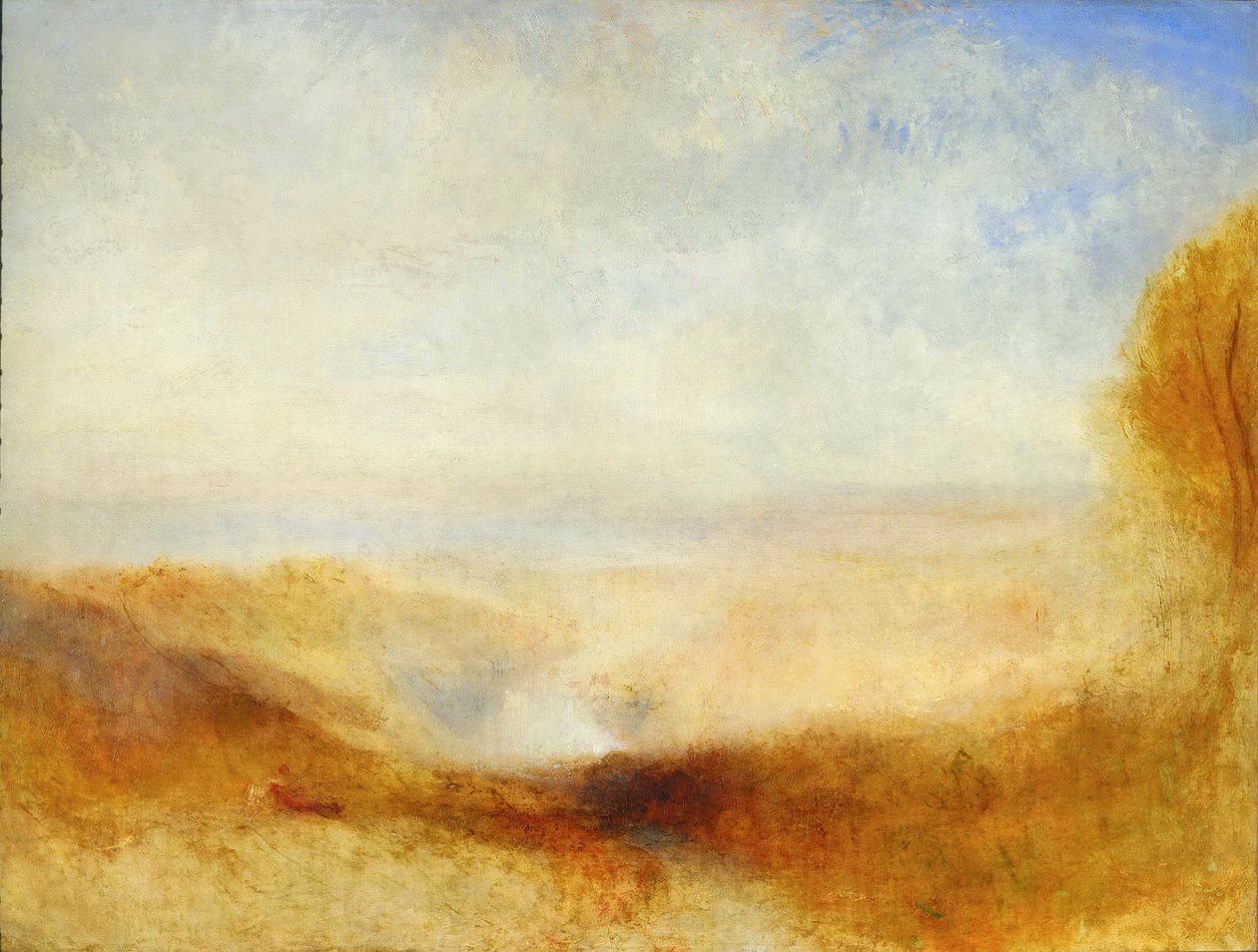 Landskap med en flod och en vik i bakgrunden av Joseph Mallord William Turner