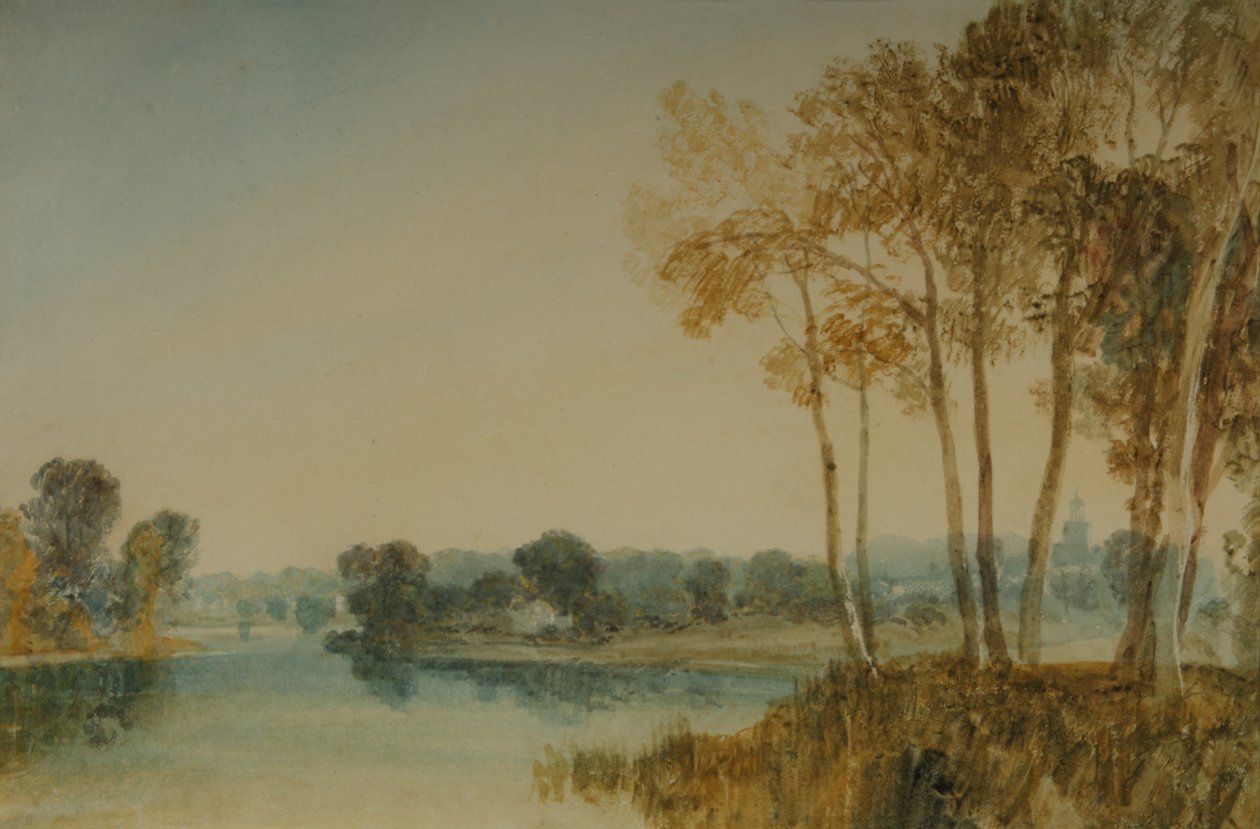 Landskap med träd vid Themsen, ca 1805 (akvarell på papper) av Joseph Mallord William Turner