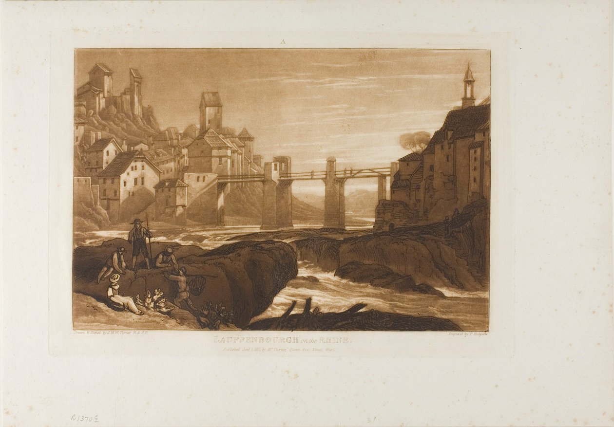 Lauffenbourgh vid Rhen, skylt 31 från Liber Studiorum av Joseph Mallord William Turner