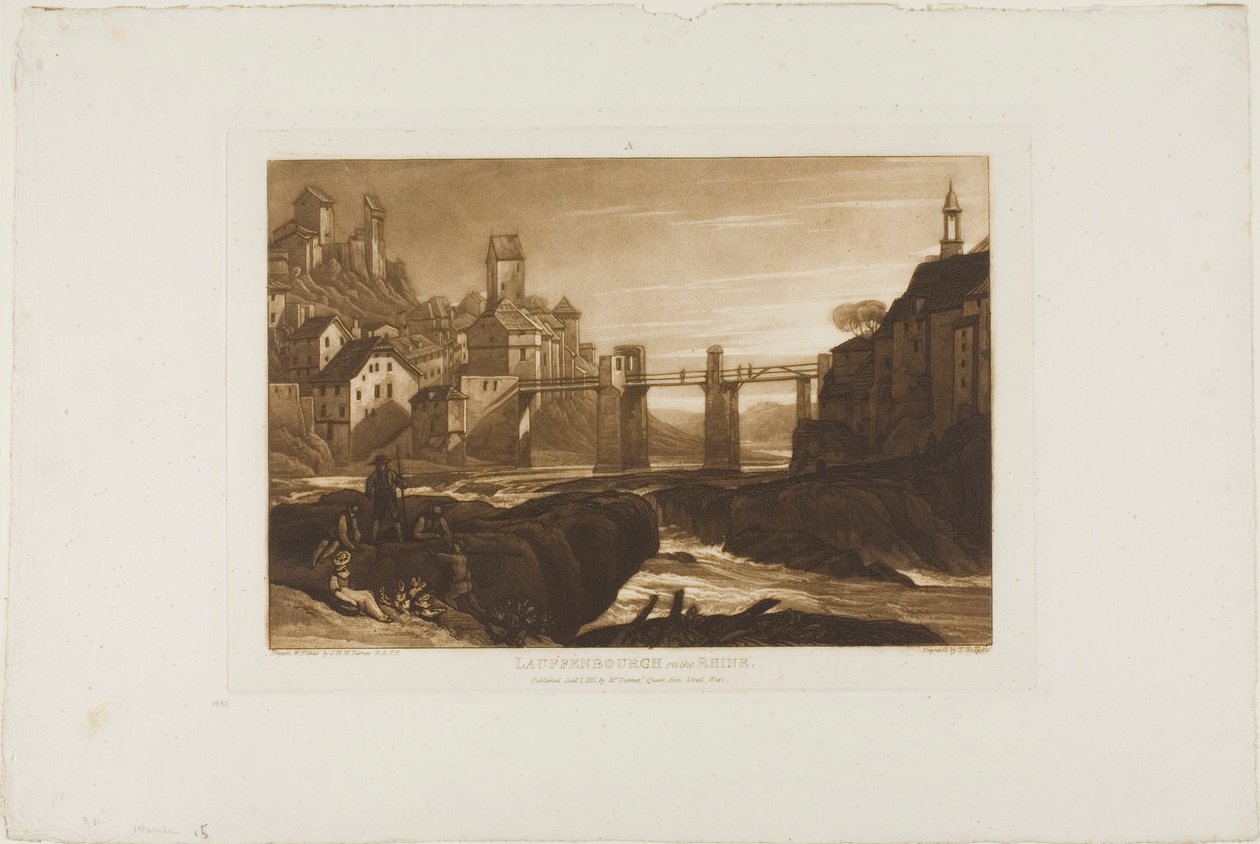 Lauffenbourgh vid Rhen, skylt 31 från Liber Studiorum av Joseph Mallord William Turner