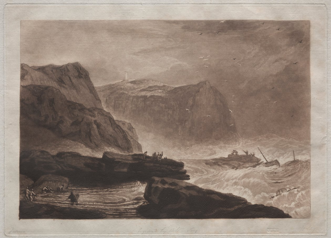 Liber Studiorum: Coast of Yorkshire, nära Whitby. av Joseph Mallord William Turner