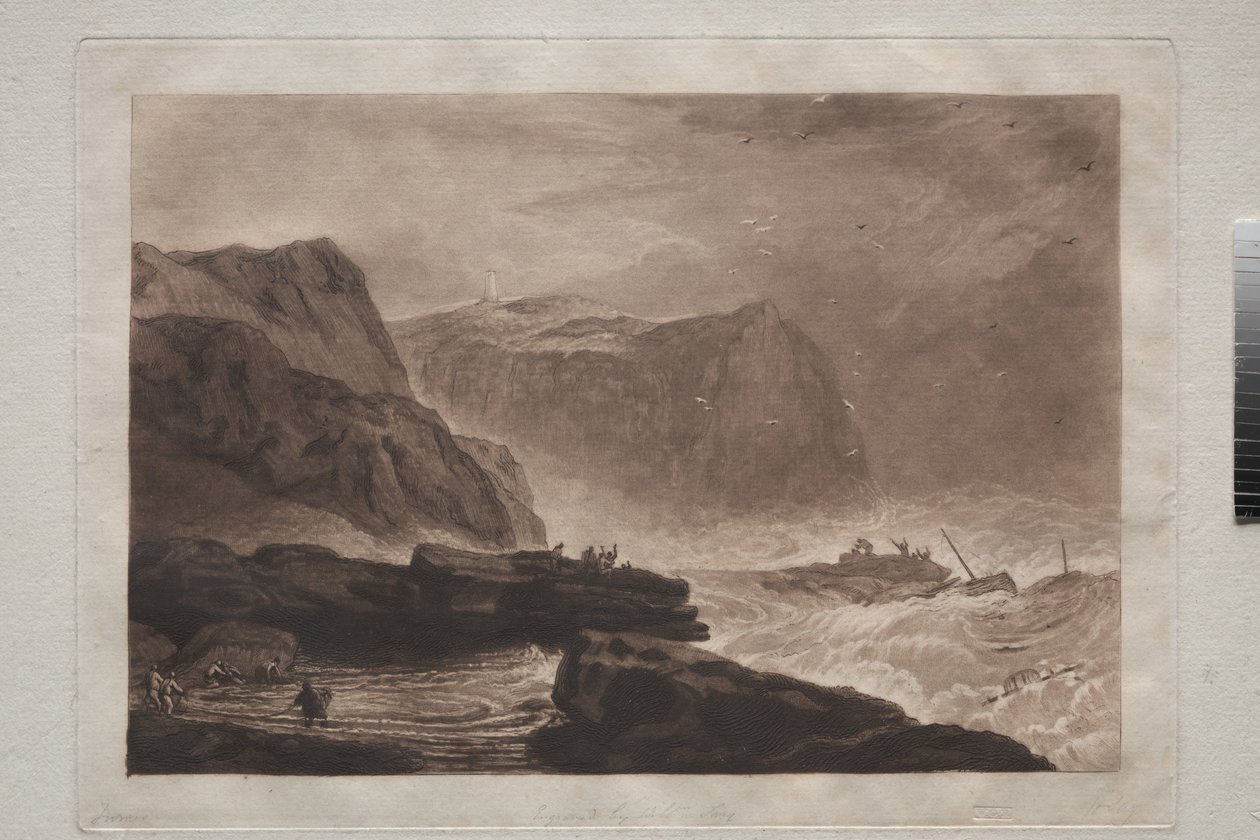 Liber Studiorum: Coast of Yorkshire, nära Whitby, ca 1807-19 av Joseph Mallord William Turner
