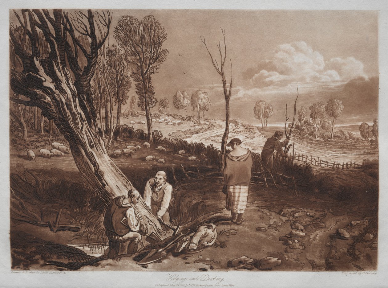 Liber Studiorum: Säkring och dikning. av Joseph Mallord William Turner