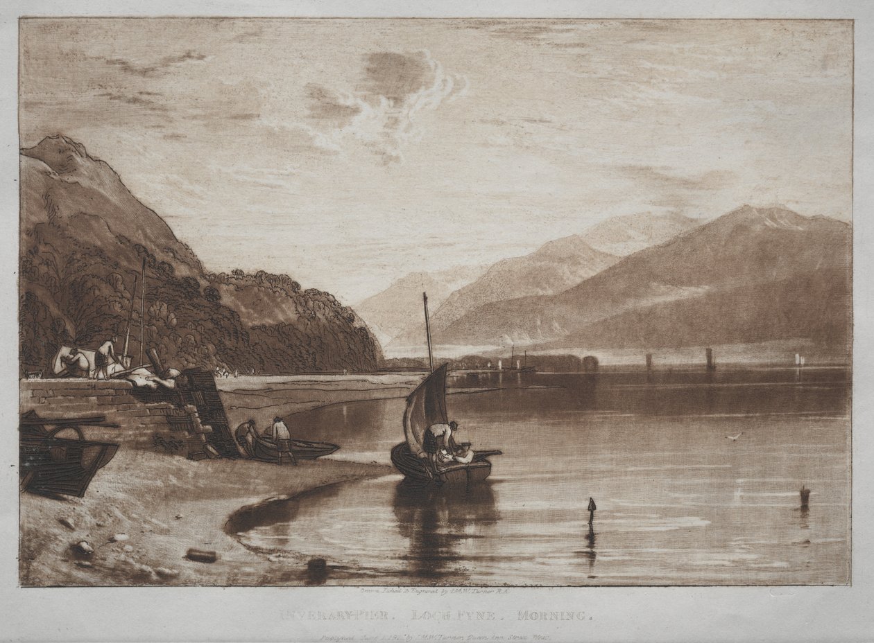 Liber Studiorum:  Inverary Pier, Lock Fyne, morgon av Joseph Mallord William Turner