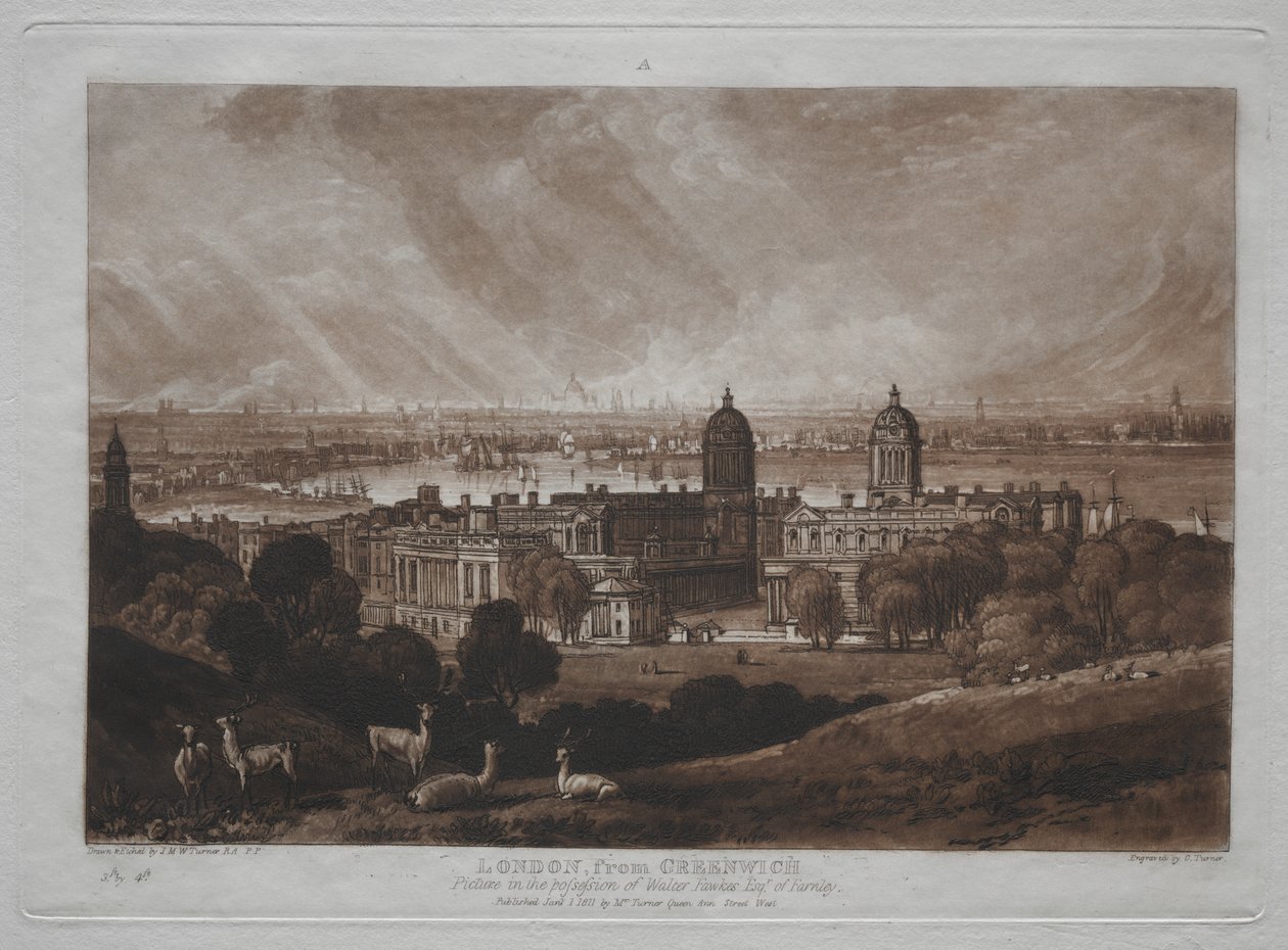 Liber Studiorum: London från Greenwich av Joseph Mallord William Turner