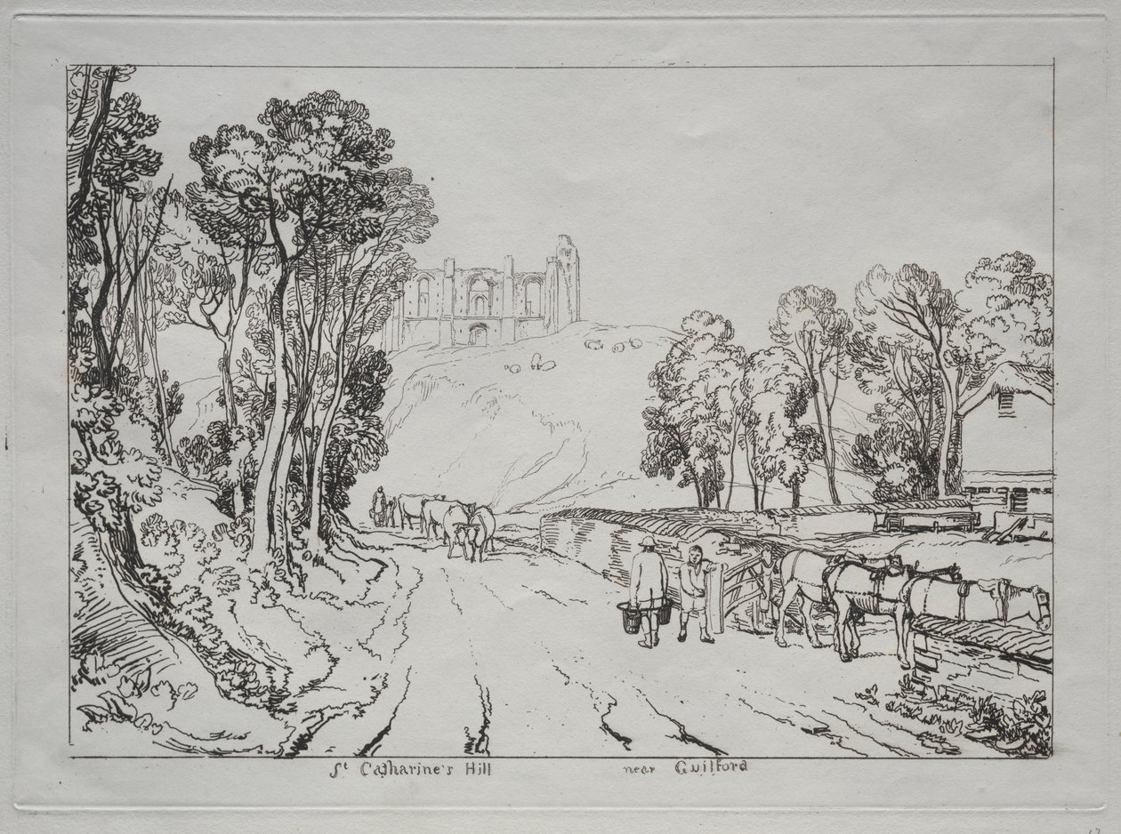 Liber Studiorum: St. Catherines Hill, nära Guilford. av Joseph Mallord William Turner