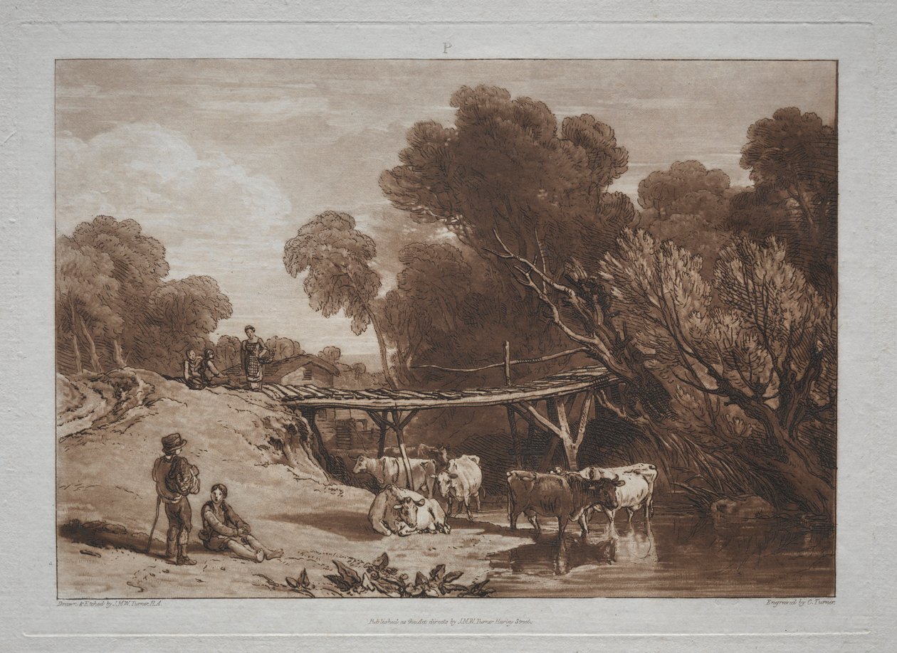 Liber Studiorum: Bron och kor. av Joseph Mallord William Turner