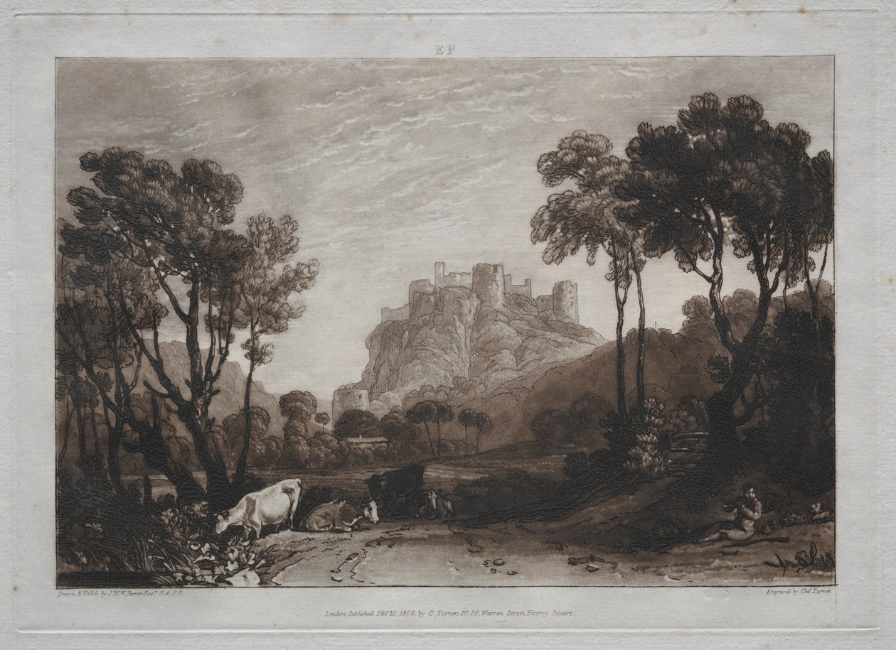 Liber Studiorum: Slottet ovanför ängarna. av Joseph Mallord William Turner
