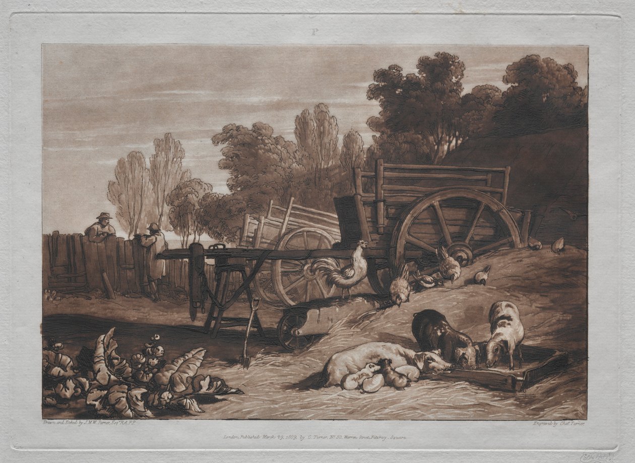 Liber Studiorum: Gårdsgården med hanen av Joseph Mallord William Turner
