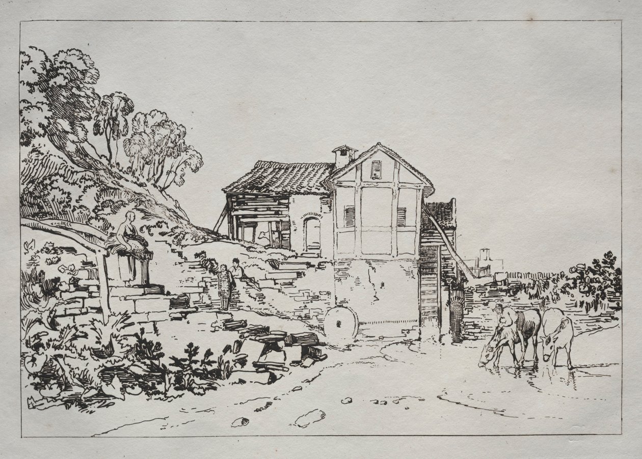 Studiebok: Vattenkvarn. av Joseph Mallord William Turner