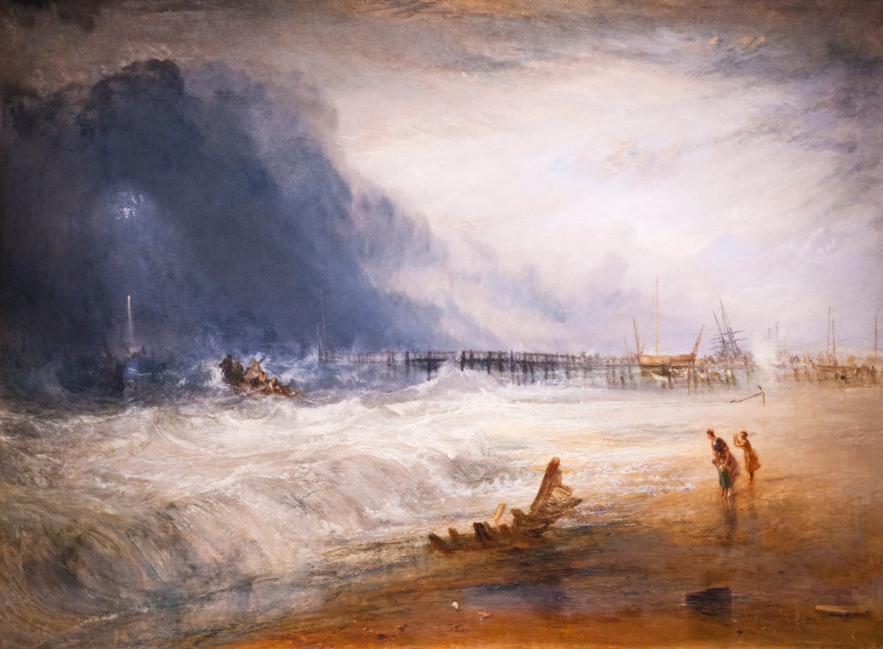 Livbåt och manby-apparat på väg till ett strandat fartyg av Joseph Mallord William Turner