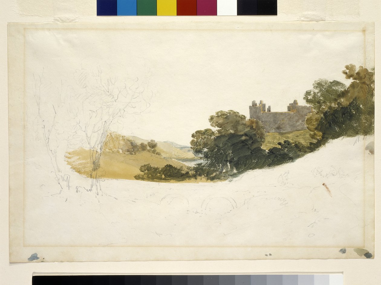 Linlithgow Palace, Skottland (akvarell över penna på vitt papper) av Joseph Mallord William Turner