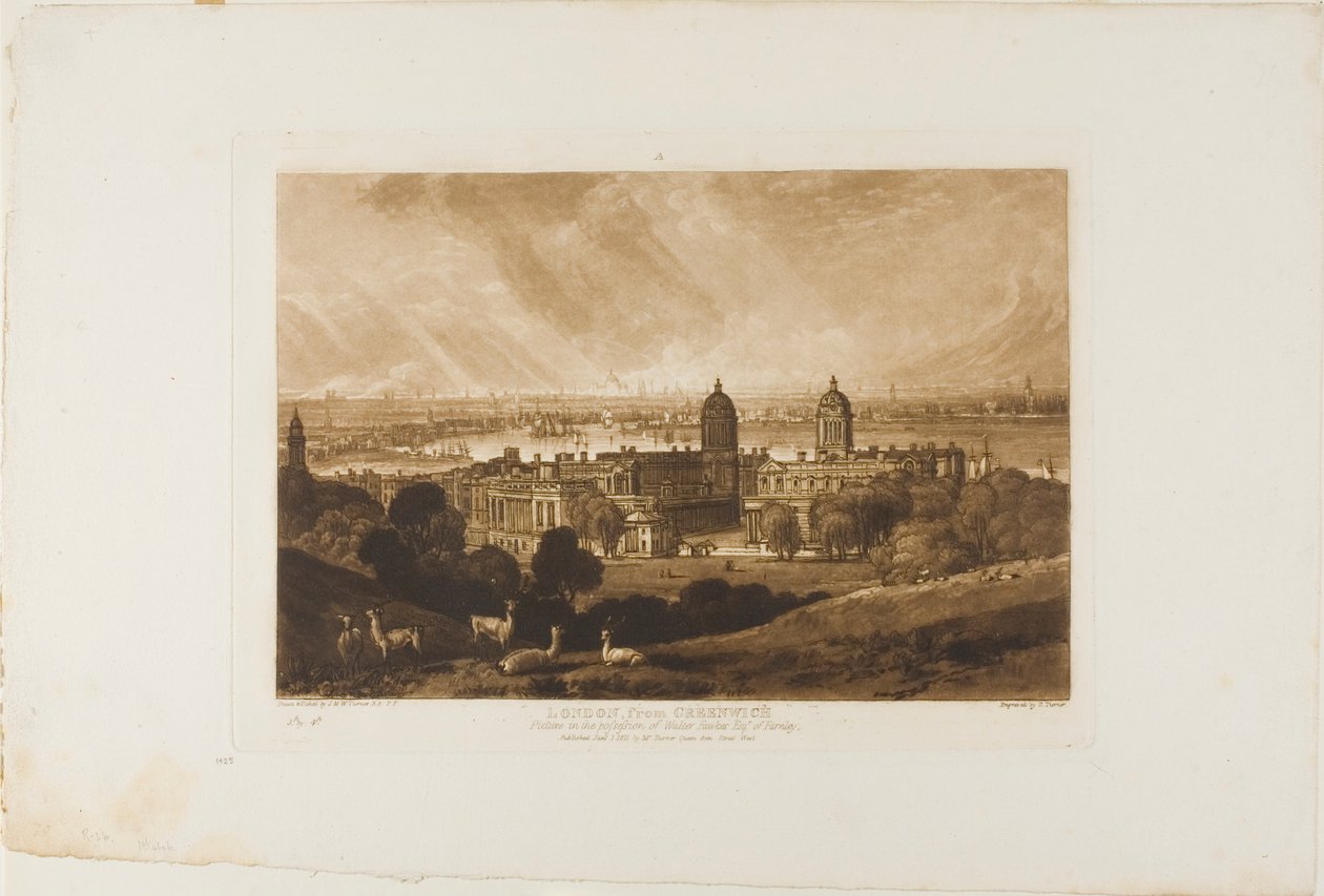 London från Greenwich, tallrik 26 från Liber Studiorum av Joseph Mallord William Turner