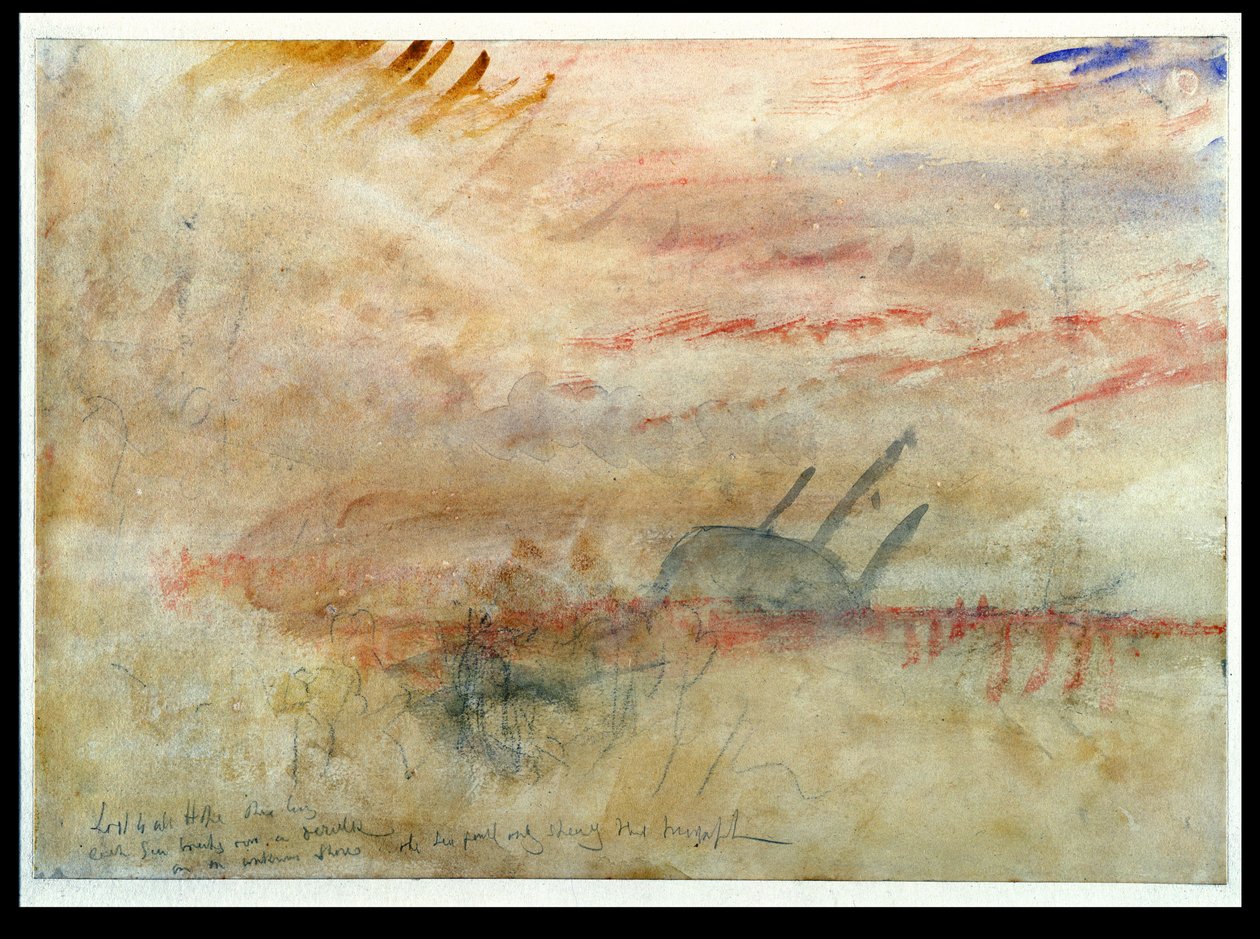 Lost to All Hope The Brig, ca 1845-50 (wc och grafit på vävt papper) av Joseph Mallord William Turner