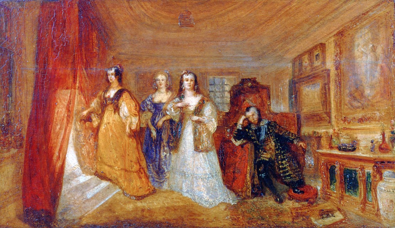 Lucy, grevinnan av Carlisle och Dorothy Percys besök hos sin far Lord Percy..., c1831 av Joseph Mallord William Turner