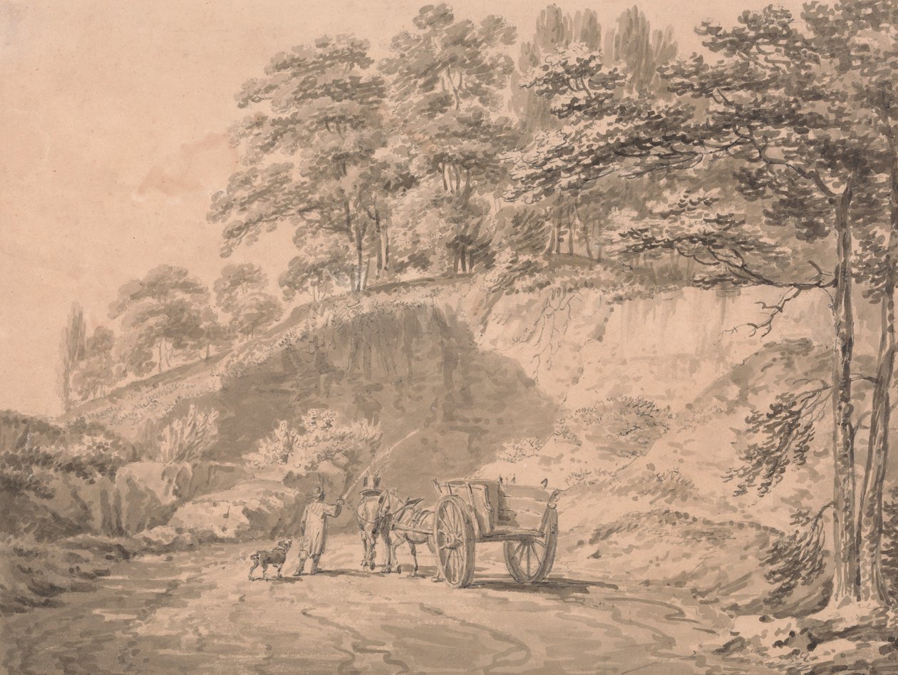 Man med häst och vagn på väg in i ett stenbrott av Joseph Mallord William Turner