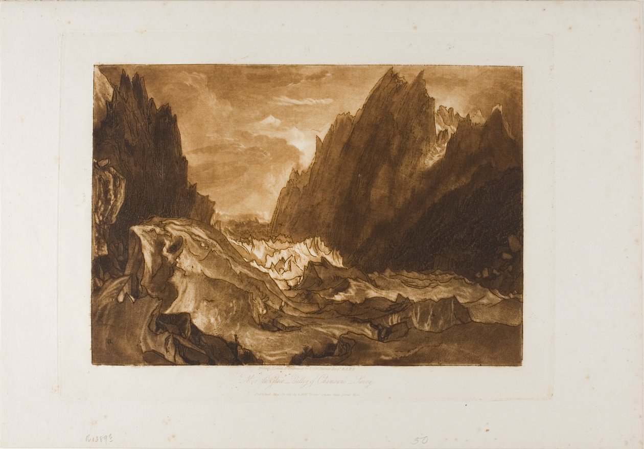 Mer de Glace, skylt 50 från Studieboken av Joseph Mallord William Turner