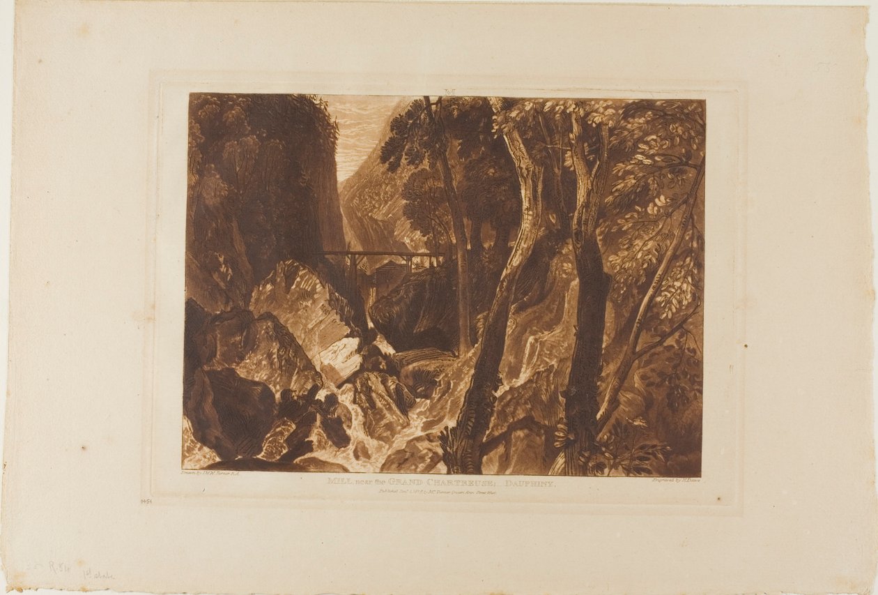 Bruk nära Grand Chartreuse, skylt 54 från Liber Studiorum av Joseph Mallord William Turner