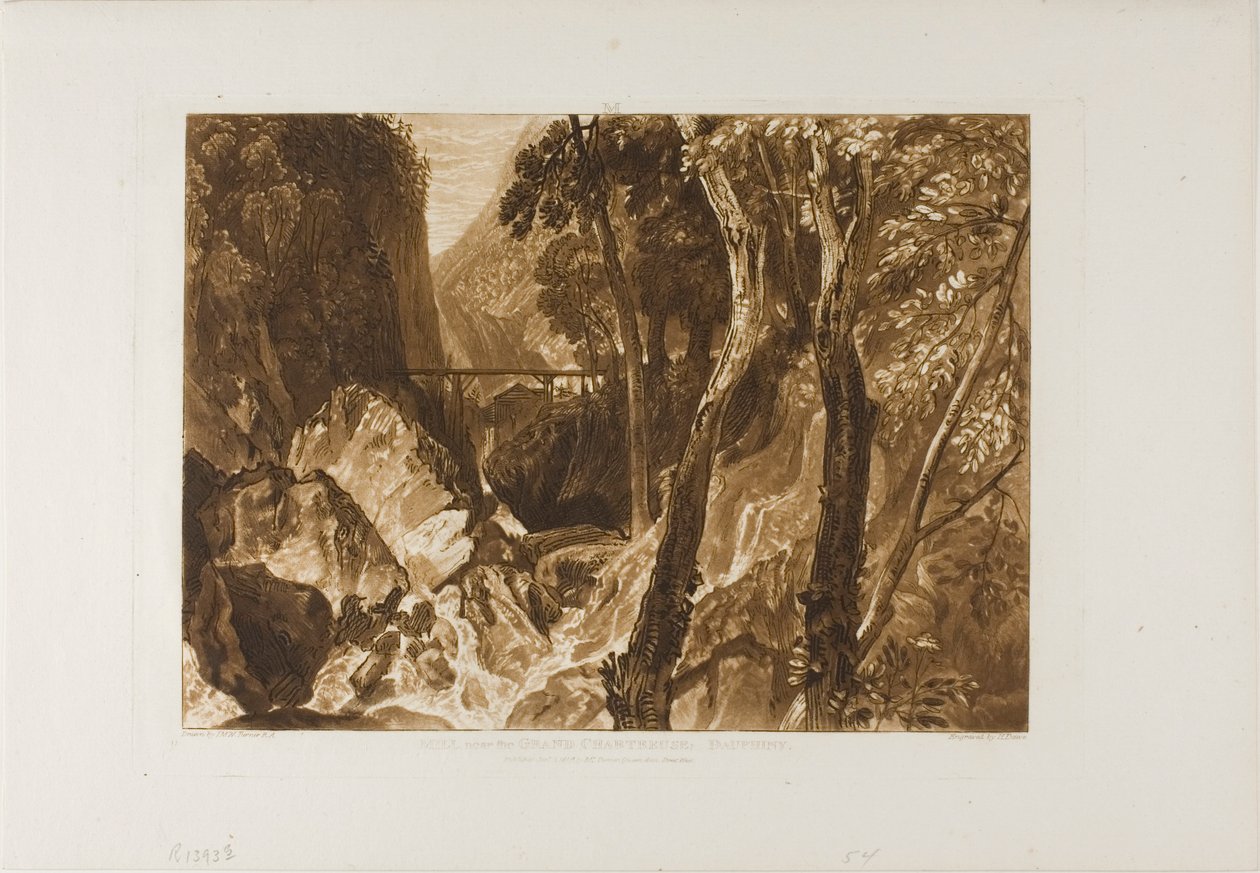 Bruk nära Grand Chartreuse, skylt 54 från Liber Studiorum av Joseph Mallord William Turner