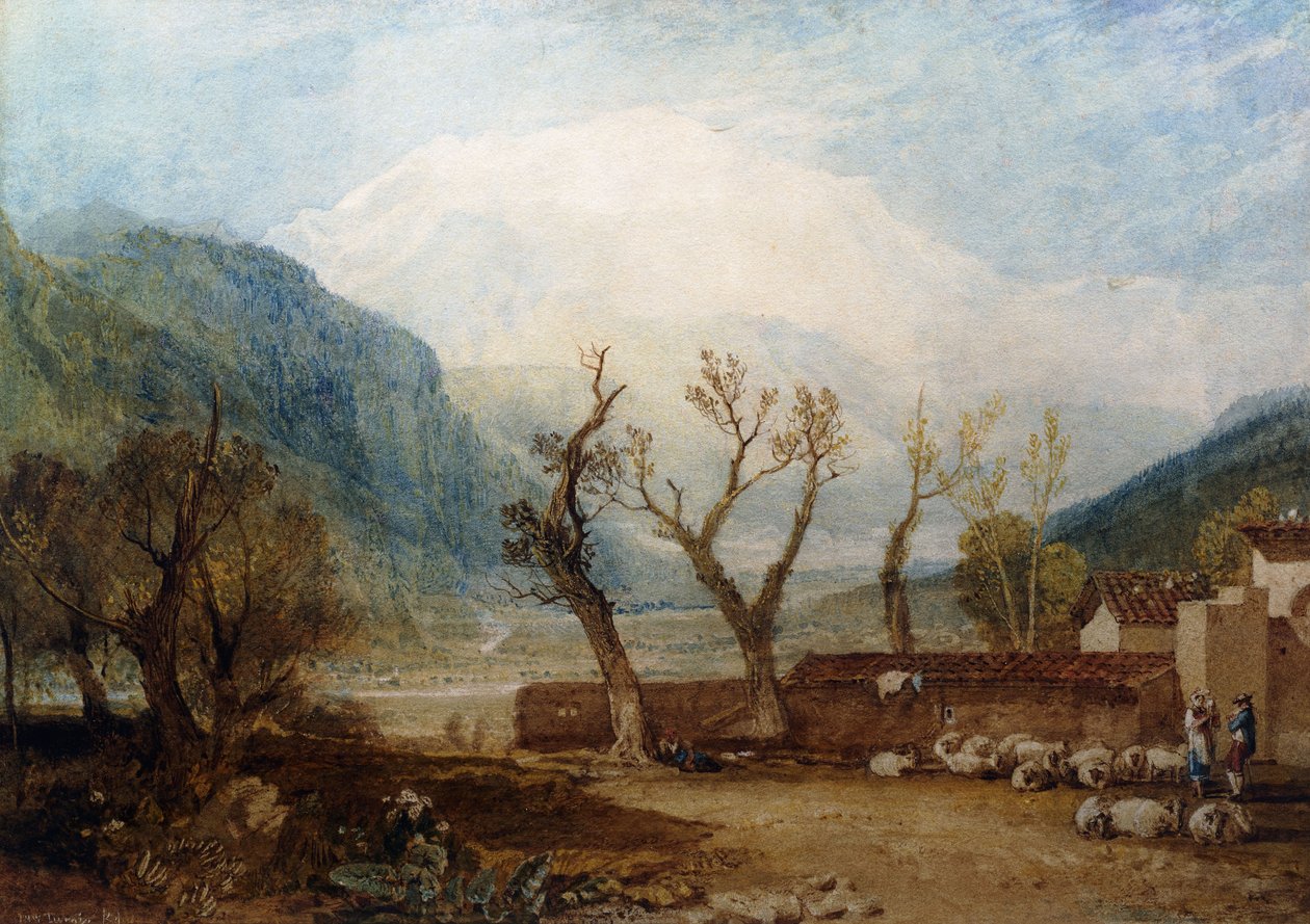 Mont Blanc, från bron av St. Martin, Sallanches av Joseph Mallord William Turner