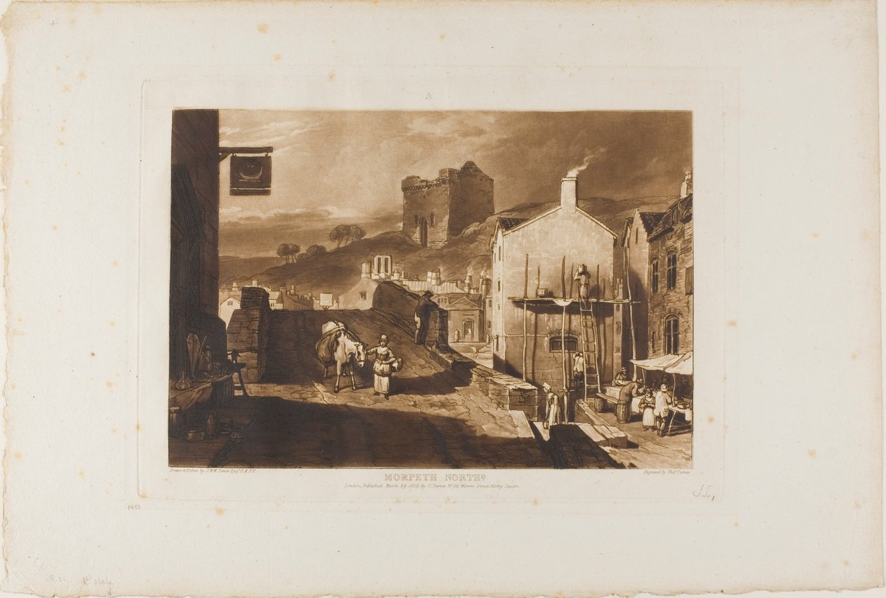 Morpeth, plåt 21 från Studieboken av Joseph Mallord William Turner