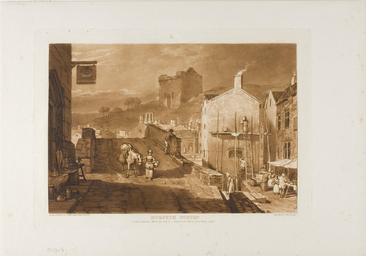 Morpeth, plåt 21 från Studieboken av Joseph Mallord William Turner