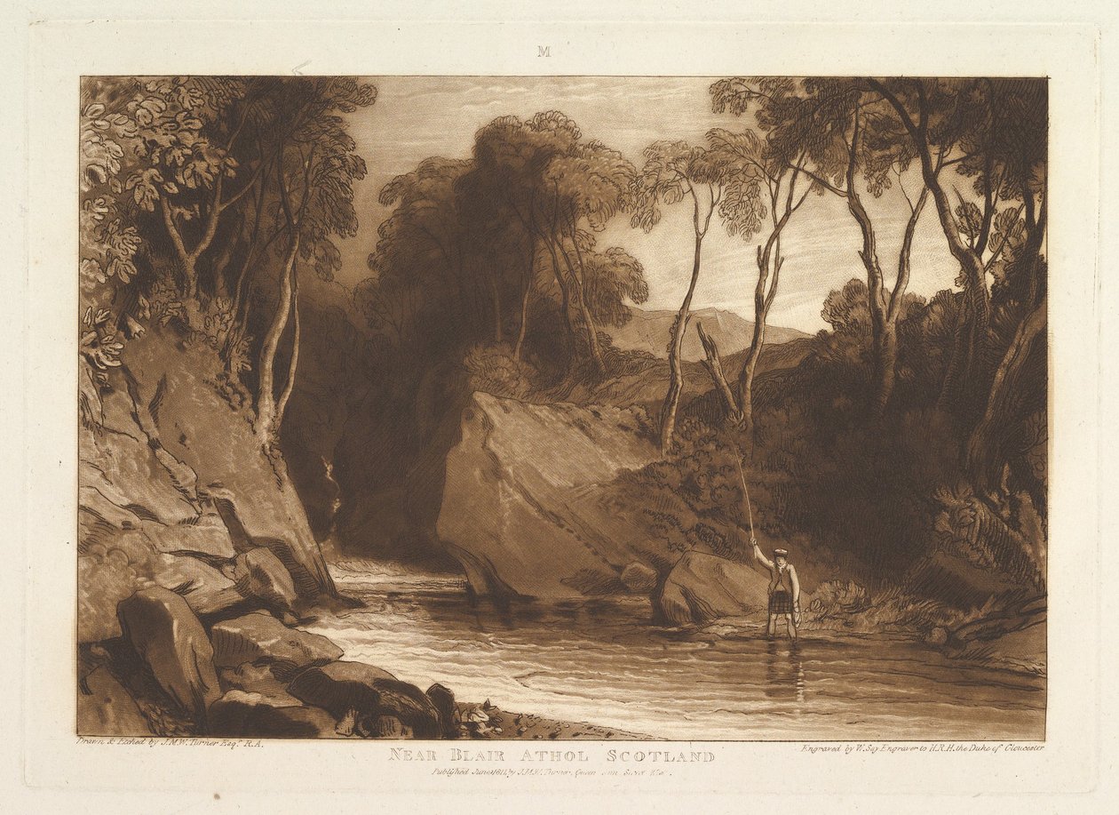 Nära Blair Athol, Skottland Liber Studiorum, del VI, skylt 30, 1 juni 1811. av Joseph Mallord William Turner