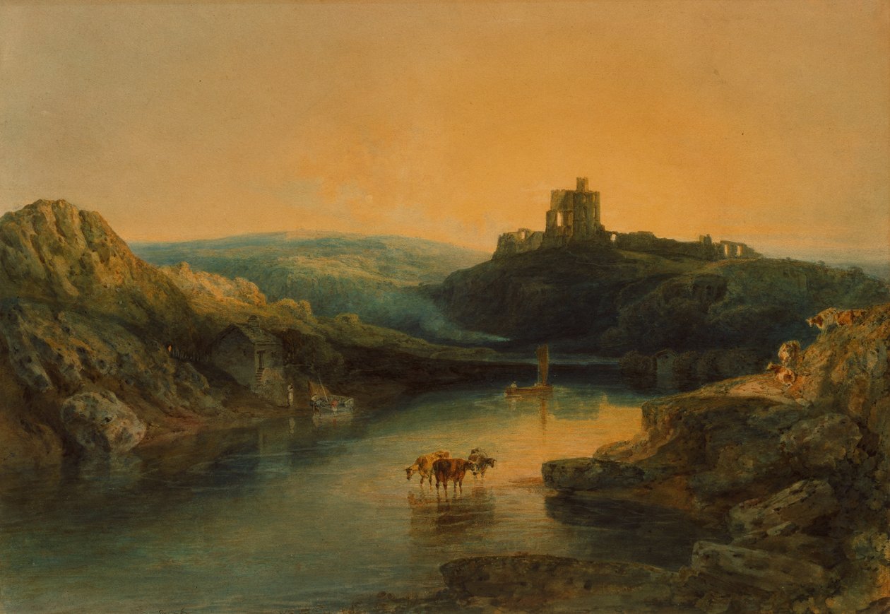 Norham Castle: Morning, ca 1797 (penna och akvarell på papper) av Joseph Mallord William Turner
