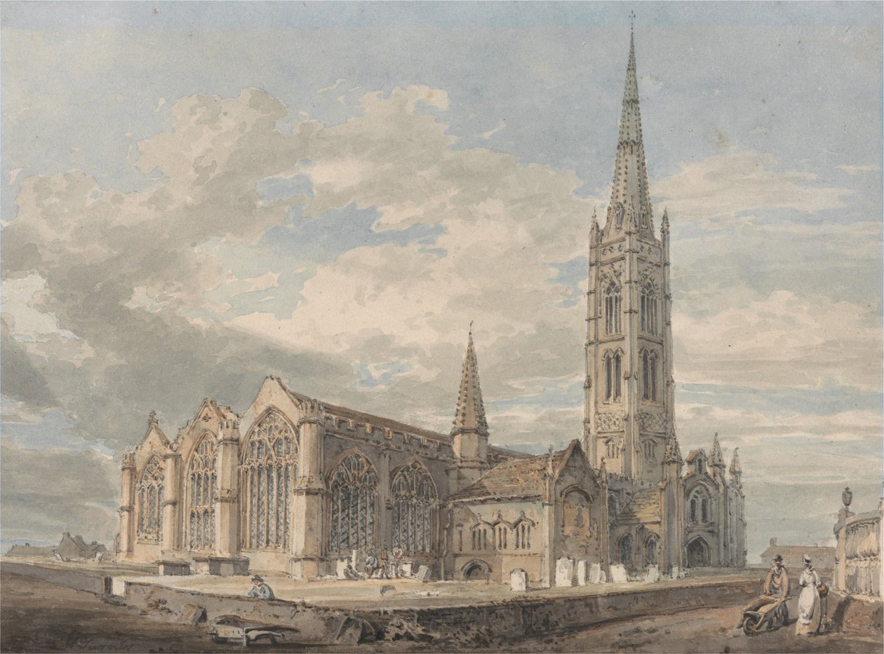 Nordostlig vy över Grantham kyrka, Lincolnshire av Joseph Mallord William Turner