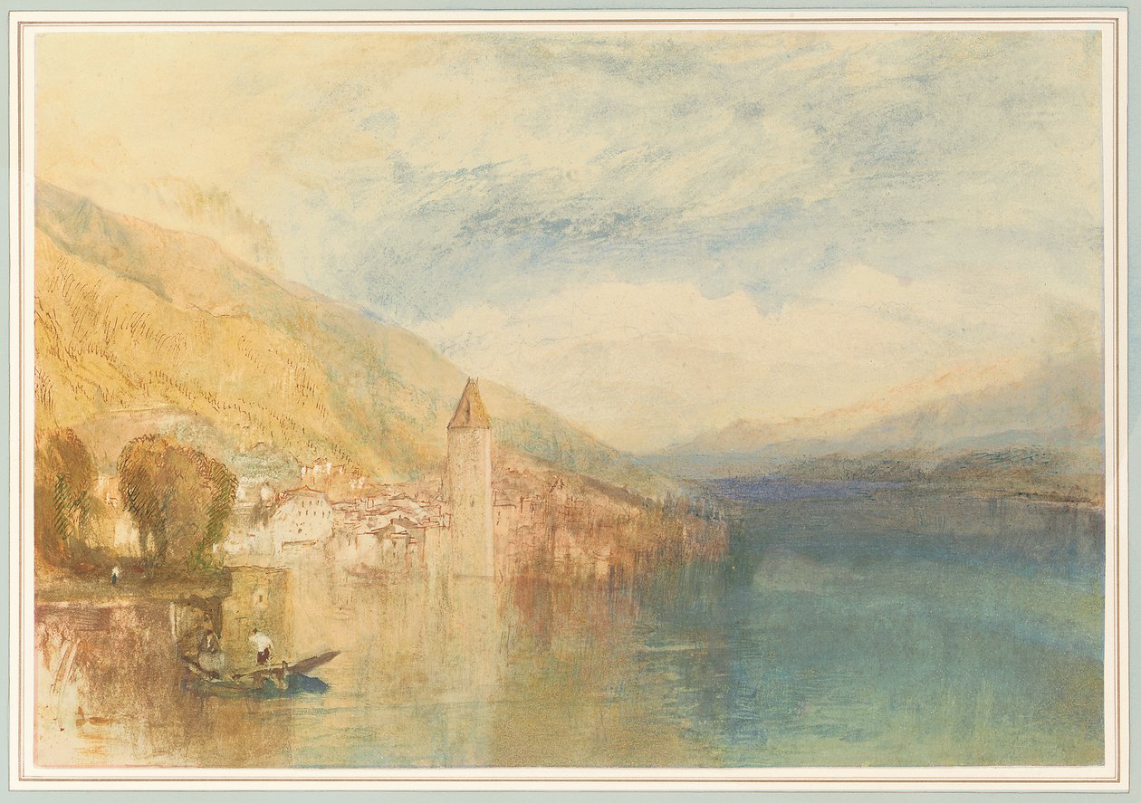 Oberhofen vid sjön Thun, Schweiz av Joseph Mallord William Turner
