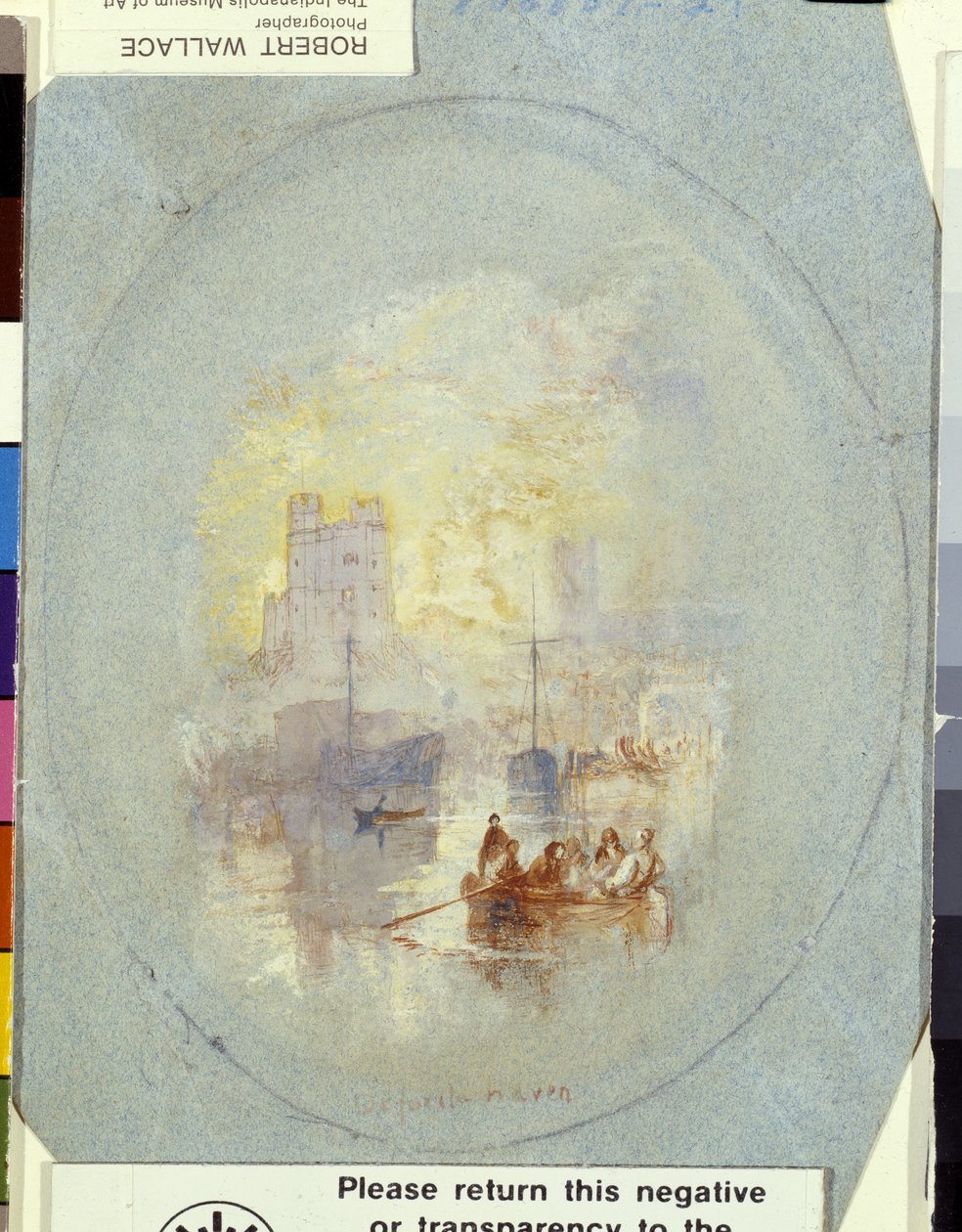 Orford Haven (gouache förstärkt med penna och bläck på blått papper) av Joseph Mallord William Turner