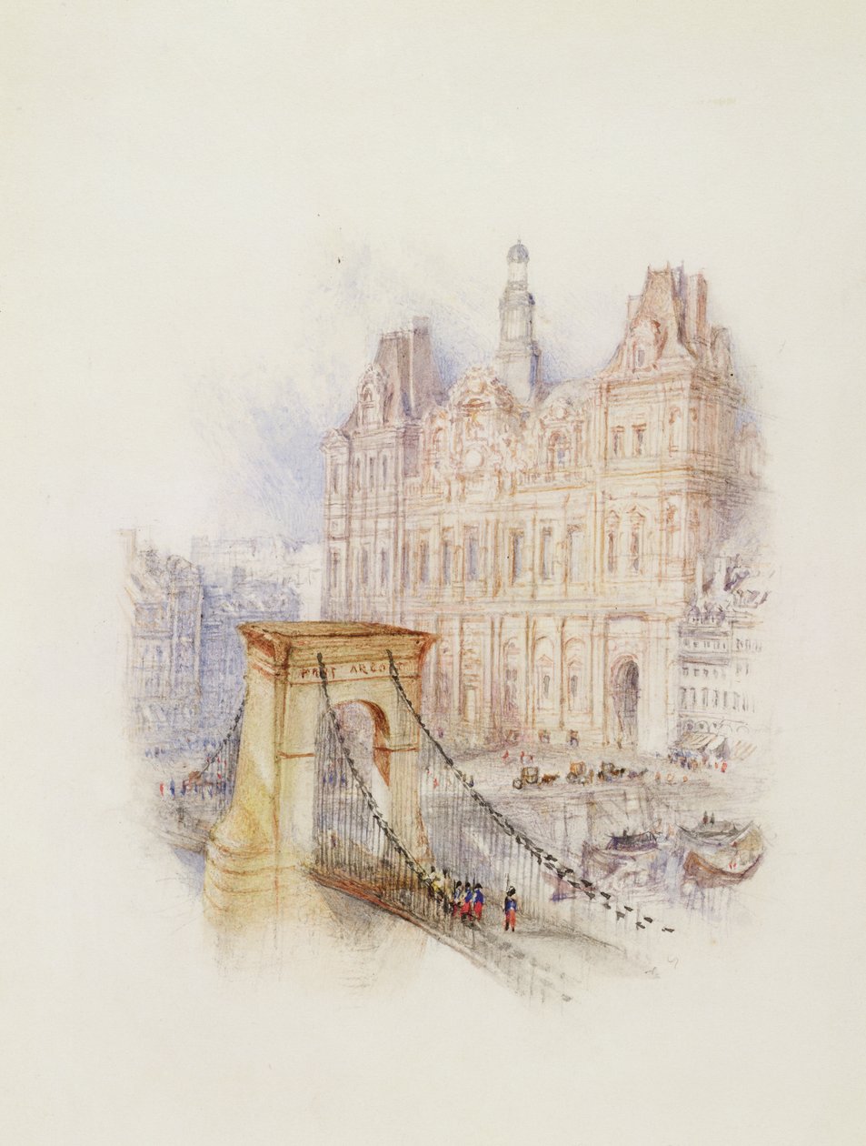 Paris: Hotel de Ville (akvarell, penna och rött bläck på vitt vävt papper) av Joseph Mallord William Turner