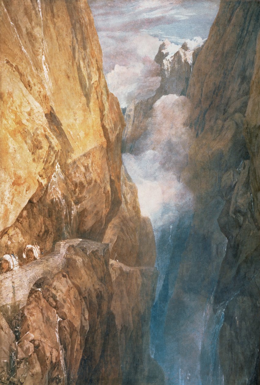 Passage av berget St. Gotthard från Devils Bridge, 1804 (wc på papper) av Joseph Mallord William Turner