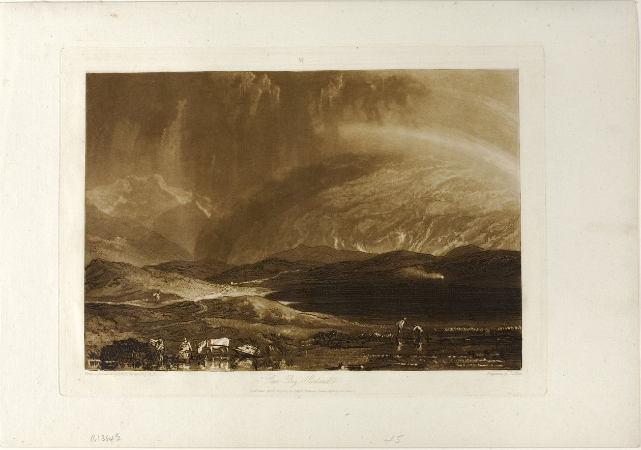 Peat Bog, Skottland, skylt 45 från Book of Studies av Joseph Mallord William Turner